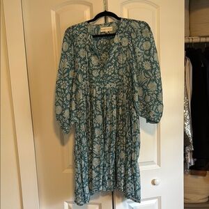 Daughters of India Teal Floral Mini Dress